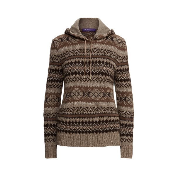 Pull à capuche Fair Isle en cachemire