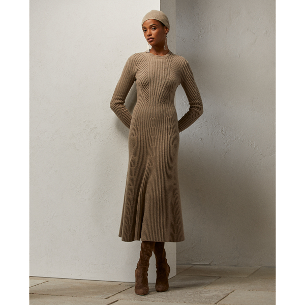 Ralph Lauren Collection Ribbed Cashmere-Wool Sweater Day Dress 1