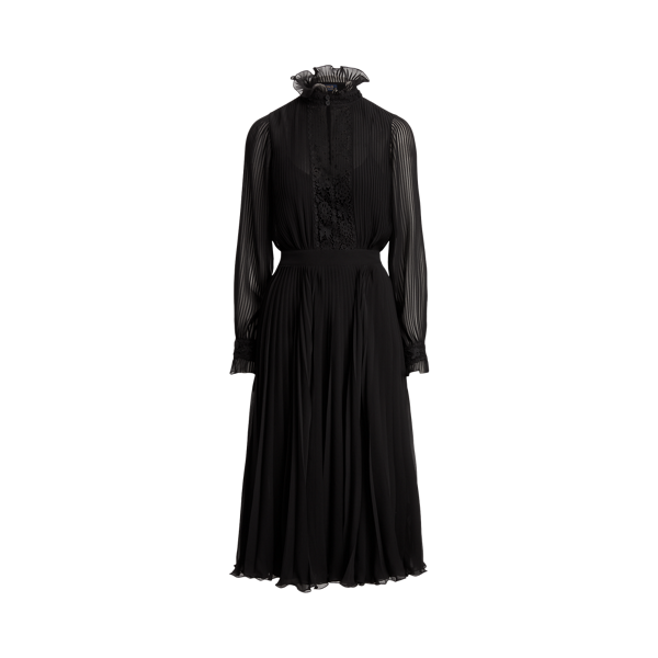 Robe en georgette plissée avec dentelle