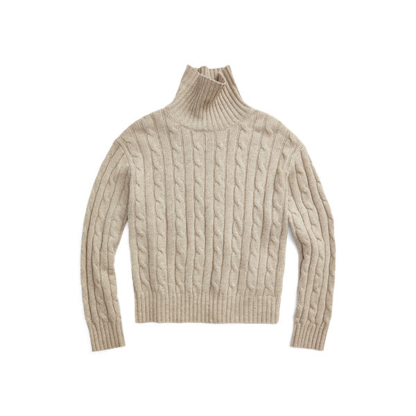 Pull col roulé en maille torsadée