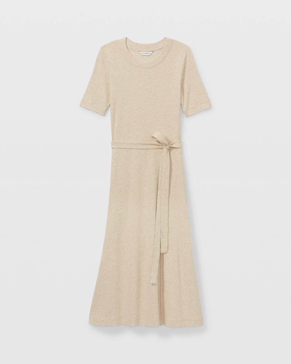 Short Sleeve Rib-Knit Midi Dress