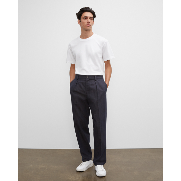 Chambray Inverted Pleated Pants