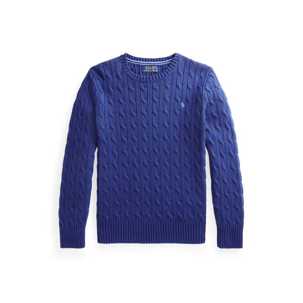 폴로 랄프로렌 Polo Ralph Lauren Cable Knit Cotton Sweater,Chalet Blue