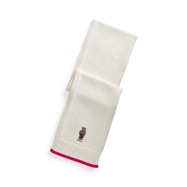폴로 랄프로렌 걸즈 폴로 베어 머플러 Polo Ralph Lauren Polo Bear Cotton Scarf,Clubhouse Cream