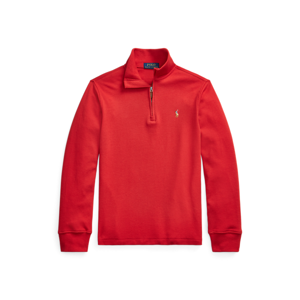 폴로 랄프로렌 Polo Ralph Lauren Cotton Interlock Quarter Zip Pullover,Madison Red