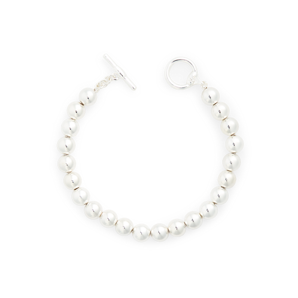 Bracelet flexible perlé argenté