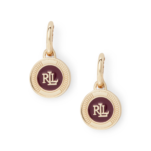 Boucles d'oreilles dorées logo en émail