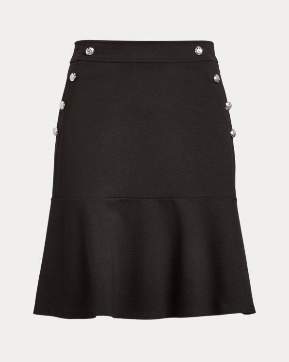Button-Trim Ponte Skirt