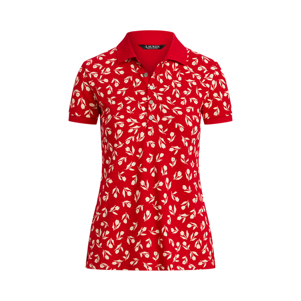 Tulip-Print Piqué Polo Shirt