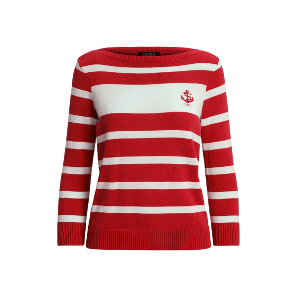 Striped Cotton Boatneck Sweater