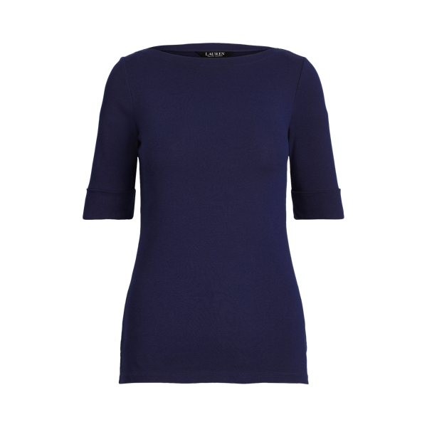 Stretch Cotton Boatneck Tee