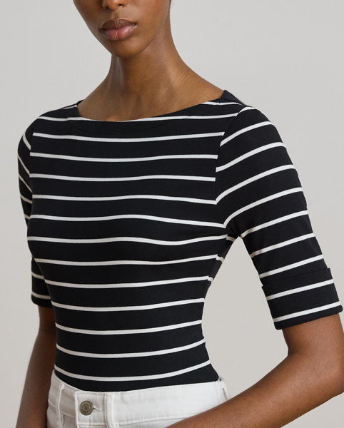 Maglietta a Righe Ralph Lauren con Scollo a Barchetta