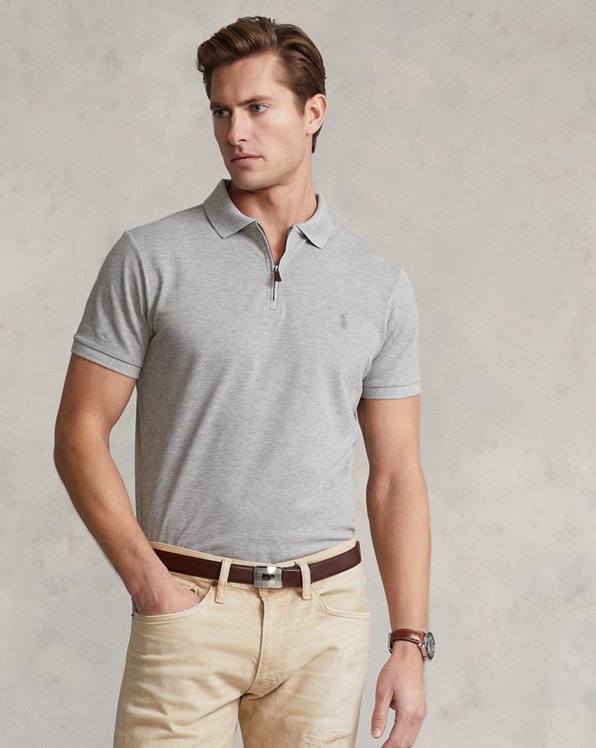 Men's Grey Custom Slim Polo Shirts ...