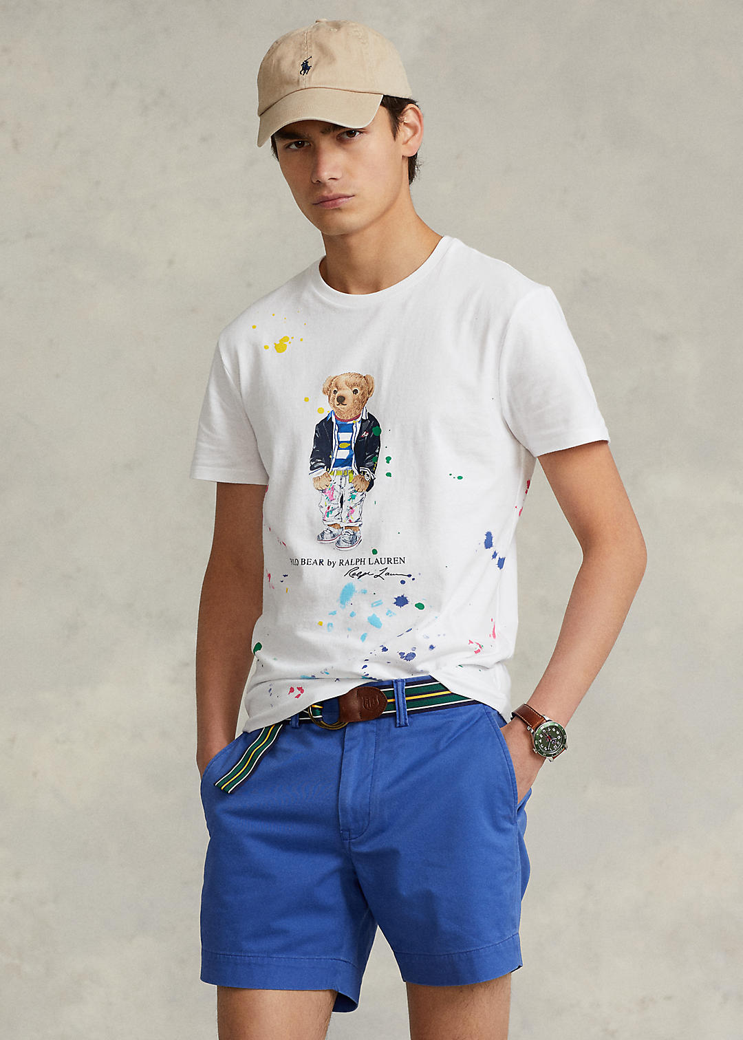 Classic Fit Paint-Splatter Polo Bear T-Shirt - All Fits