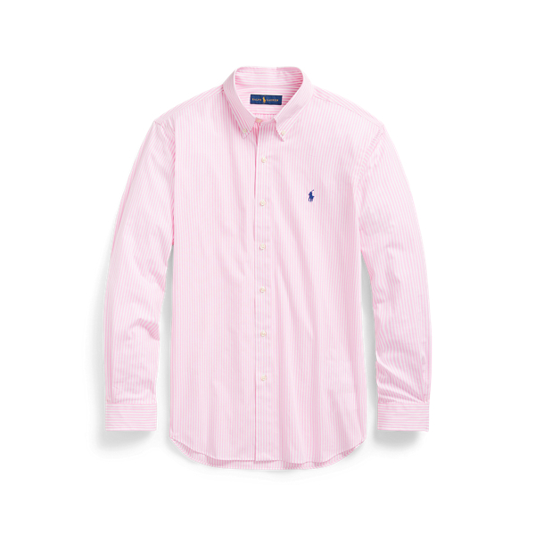 Camisa de popelina elástica às riscas Slim Fit