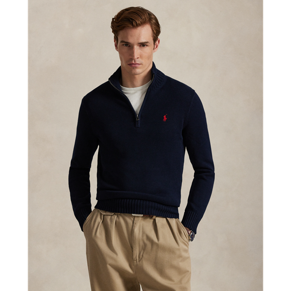 This classic mockneck jumper is knit from soft combed cotton and finished with the iconic Polo Pony.