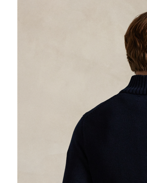 This classic mockneck jumper is knit from soft combed cotton and finished with the iconic Polo Pony.
