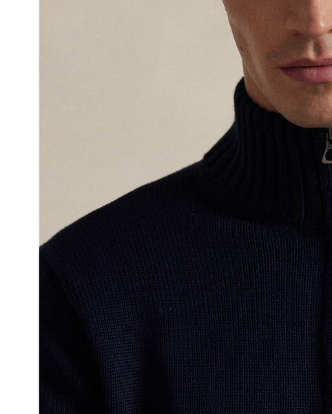 This classic mockneck jumper is knit from soft combed cotton and finished with the iconic Polo Pony.