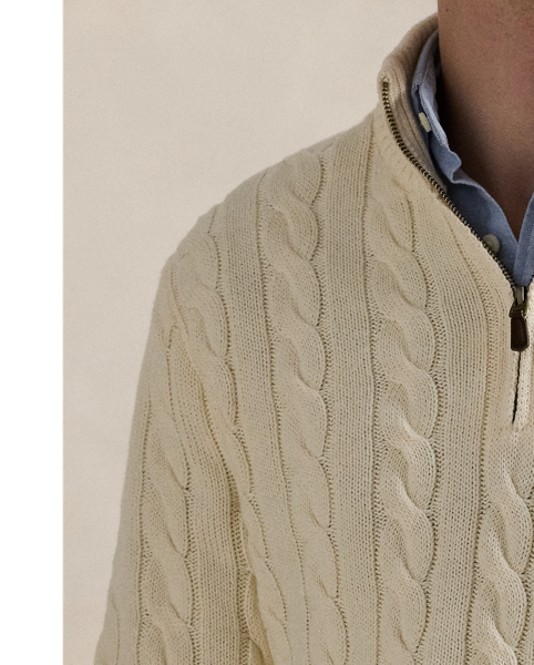 This chunky-knit cotton layer features our iconic cable design and signature embroidered Pony.