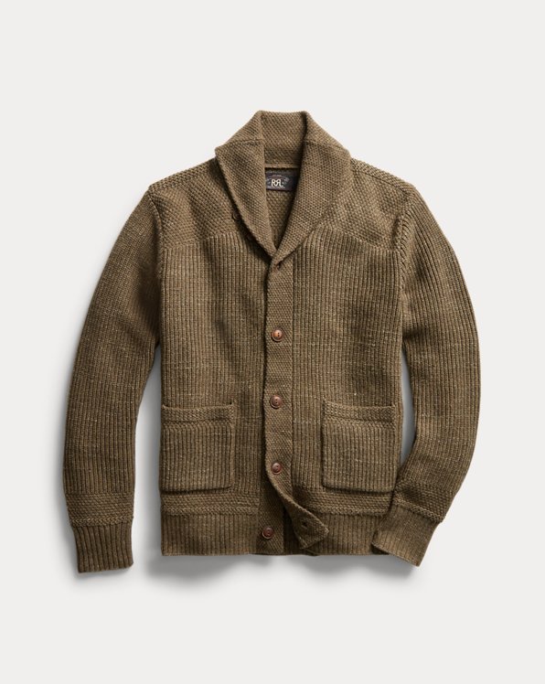 Cotton-Wool Shawl-Collar Cardigan