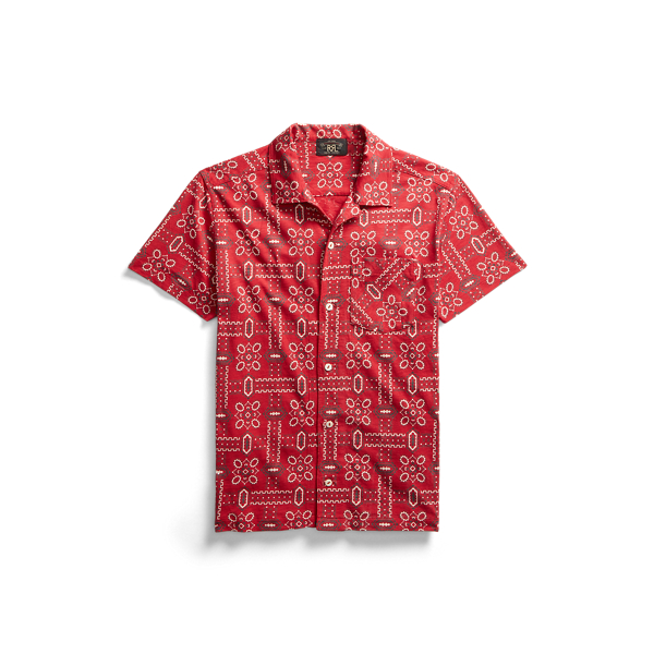 Bandanna-Print Jersey Camp Shirt