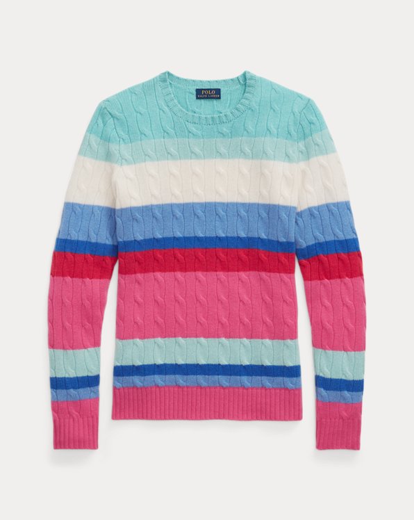 Striped Cable-Knit Cashmere Jumper