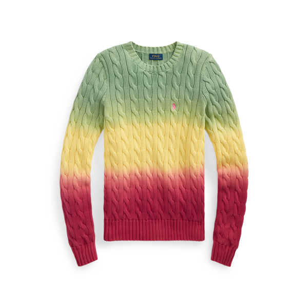 Tie-Dye Ombré Cable-Knit Cotton Sweater