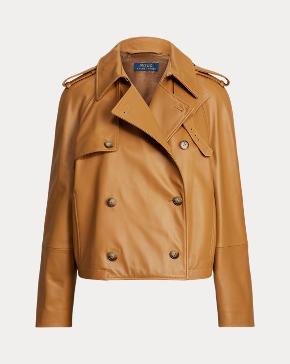 Cropped Lambskin Trench Coat