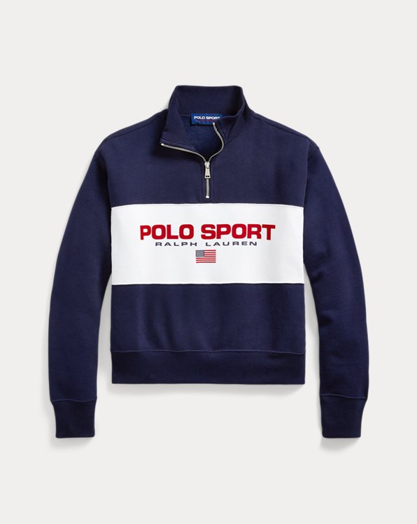 Polo Sport fleece trui met kwartrits 