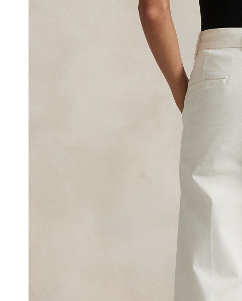 Cut in a wide-leg, cropped silhouette, these lightweight stretch-cotton twill trousers feature creases along the front and back leg.
