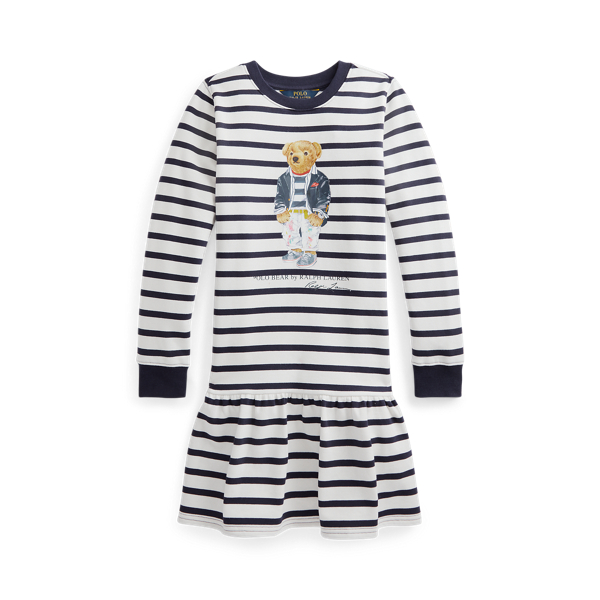 Vestido de tecido polar de algodão com Polo Bear
