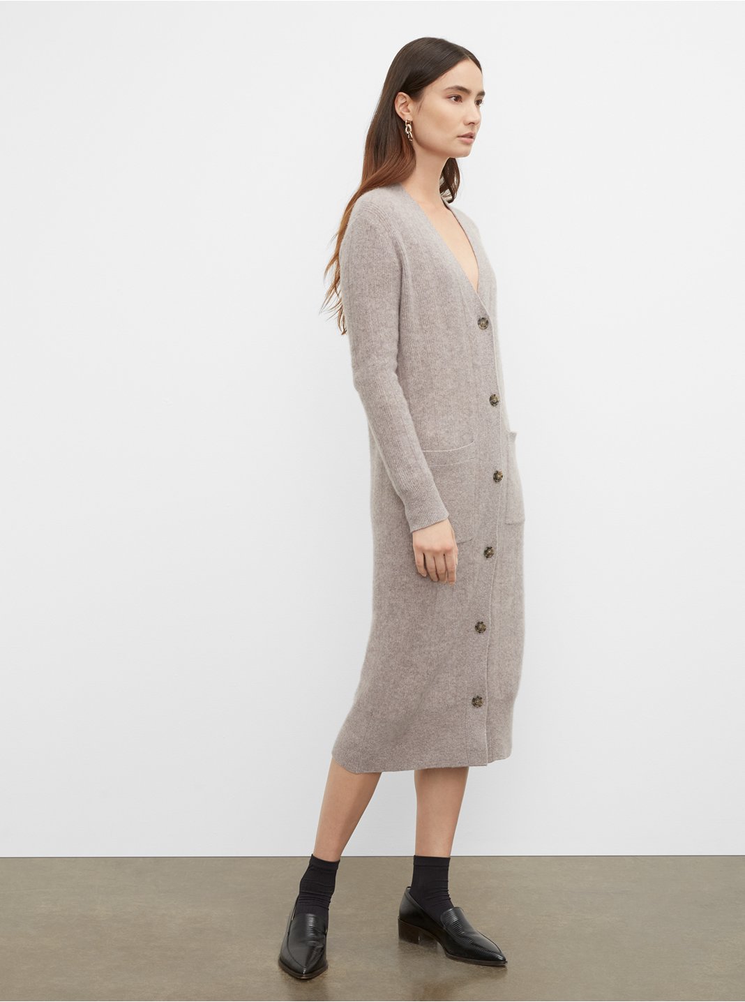 Clubmonaco Ribbed Boiled Cashmere Cardigan
