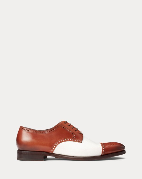 Burnished Leather & Suede Cap-Toe Shoe