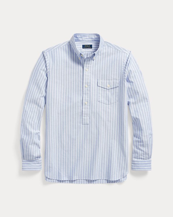 Classic Fit Striped Oxford Popover Shirt
