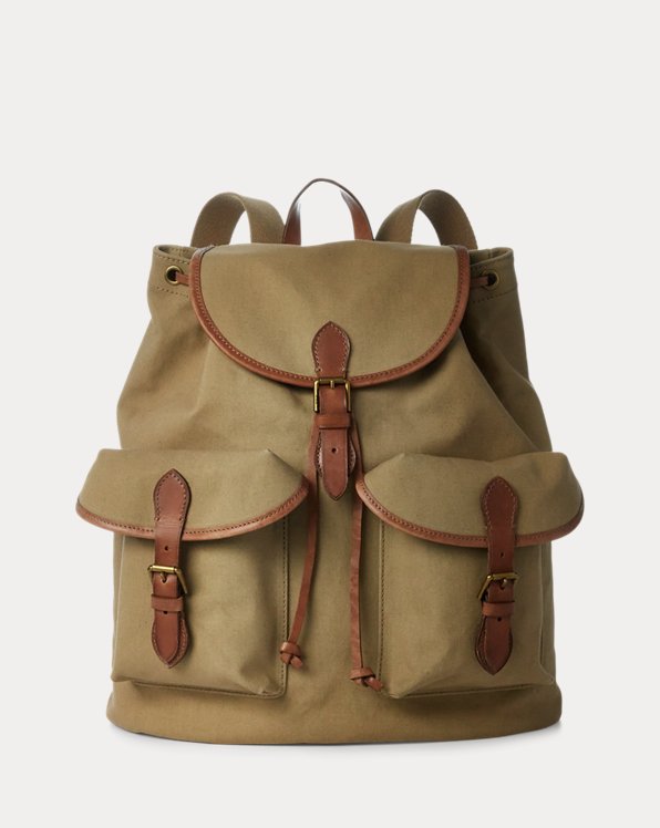Heritage Leather-Trim Canvas Backpack
