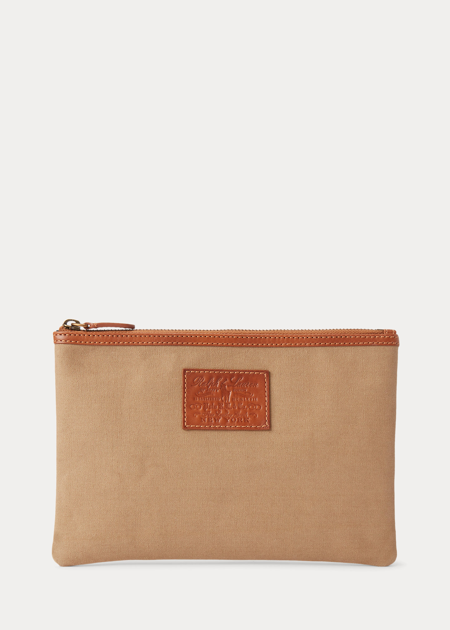 Heritage Leather-Trim Canvas Pouch