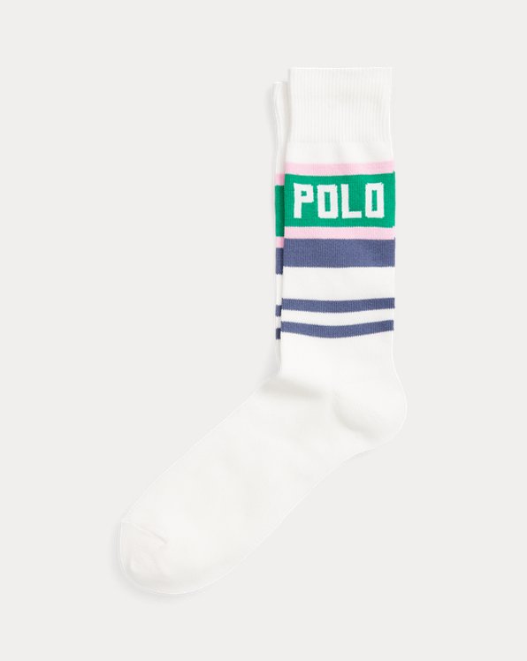 Striped-Cuff Logo Socks