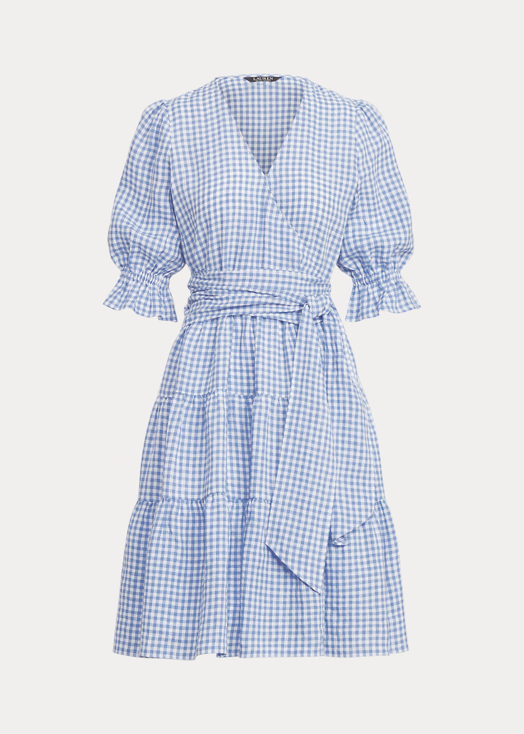 Gingham Fit-and-Flare Linen Dress