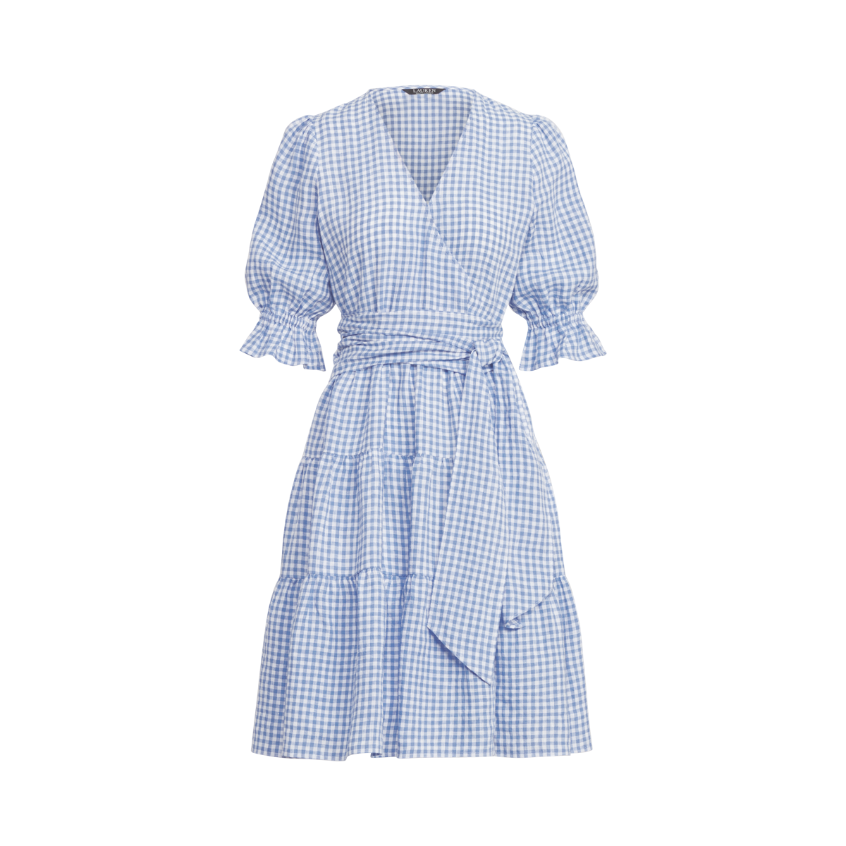 Gingham Fit-and-Flare Linen Dress