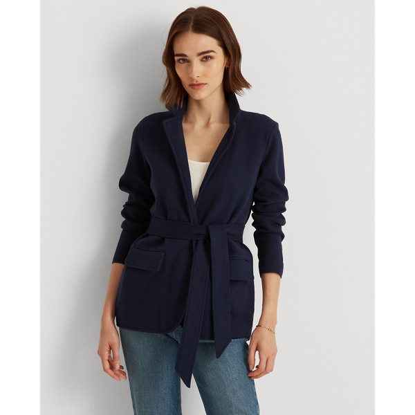 Lauren Belted Combed Cotton-Blend Blazer 1