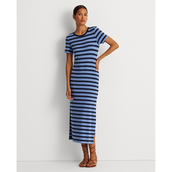 Lauren Striped Stretch Jersey Tee Dress 1