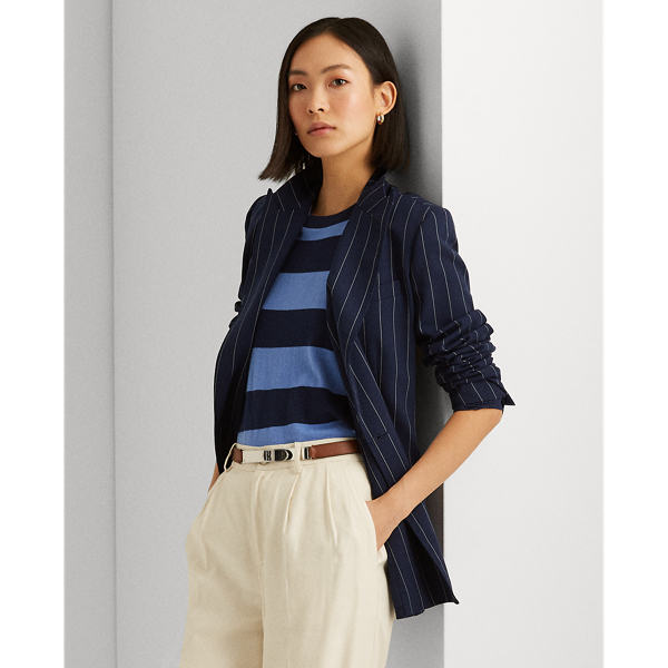 Lauren Pinstripe Wool Crepe Blazer 1