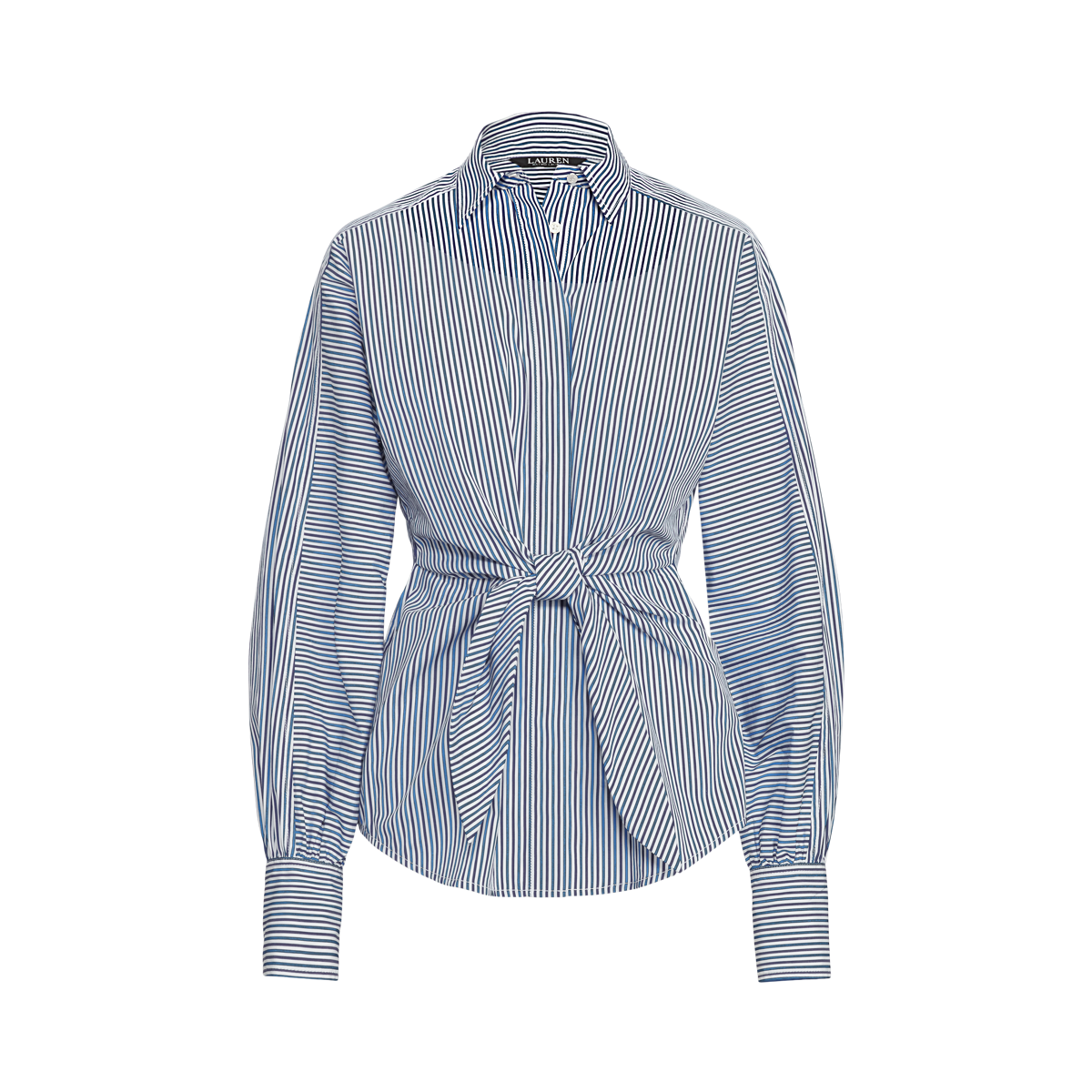 Striped Tie-Front Broadcloth Shirt