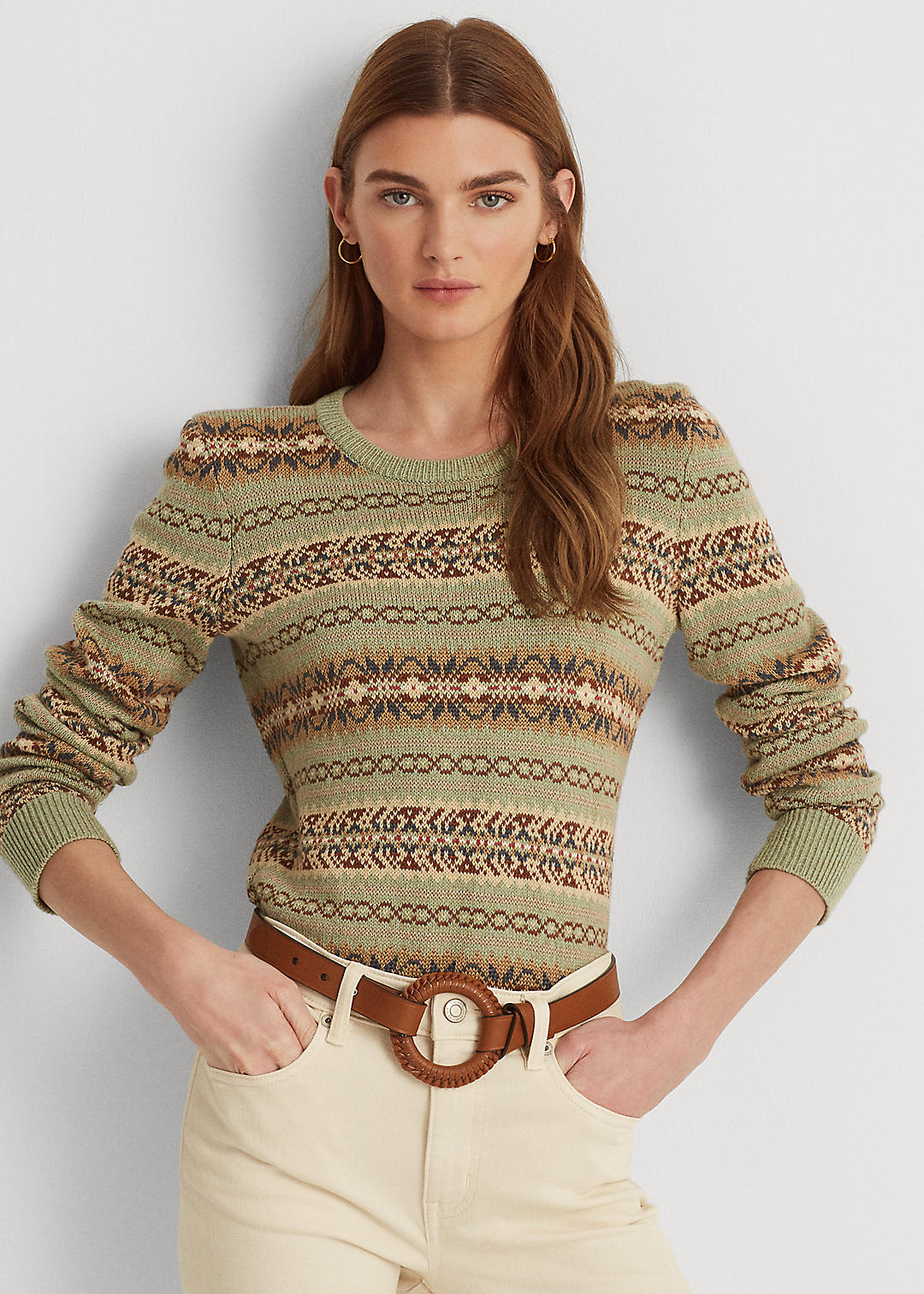 Fair Isle Cotton Blend Sweater