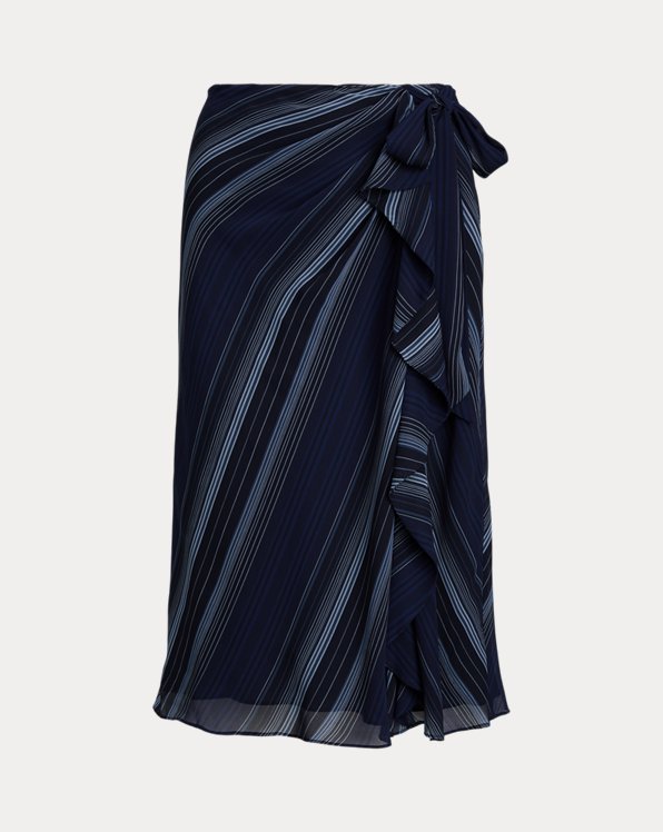 Striped Crinkle Georgette Midi Skirt