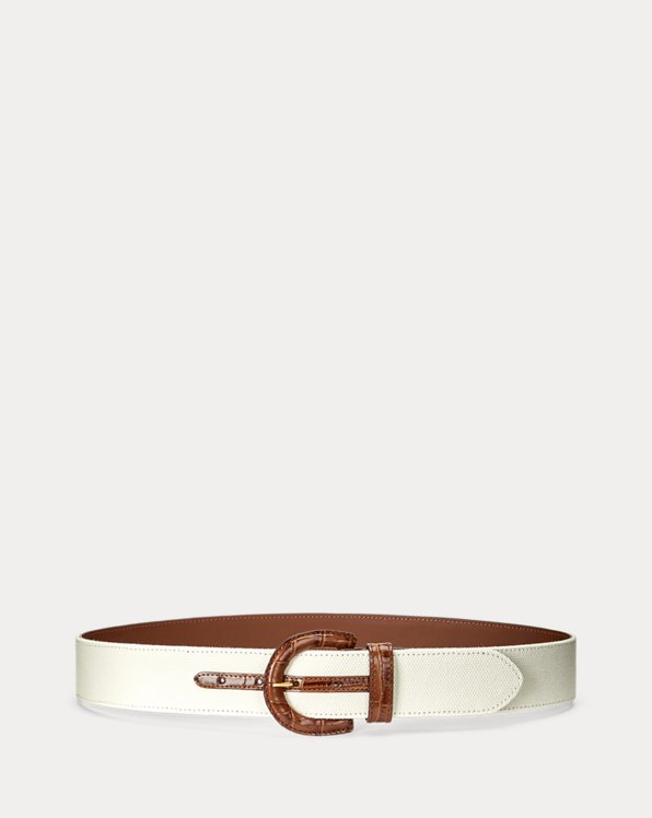 Canvas and Embossed Leather Belt