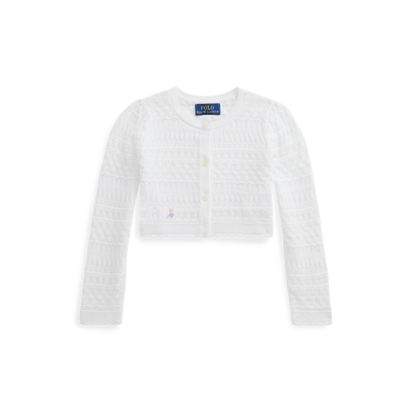 Pointelle-Knit Cotton Cropped Cardigan
