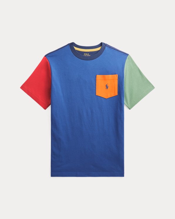 Kleurgeblokt katoenen t-shirt met zak