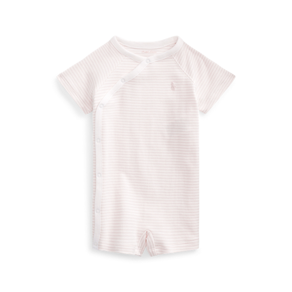 Baby Girl Combishort rayé en coton bio 1