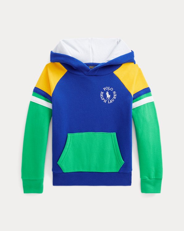 Fleece hoodie met kleurvlakken